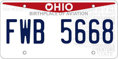 OH license plate FWB5668