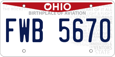 OH license plate FWB5670