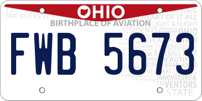 OH license plate FWB5673