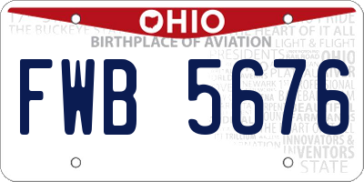 OH license plate FWB5676
