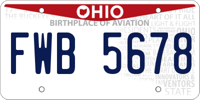 OH license plate FWB5678