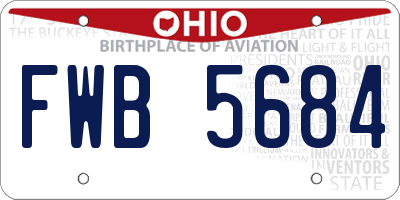 OH license plate FWB5684