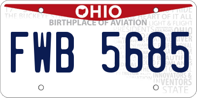 OH license plate FWB5685