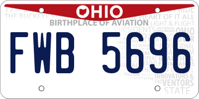 OH license plate FWB5696