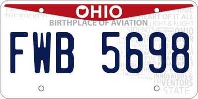 OH license plate FWB5698