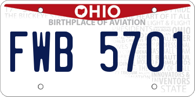 OH license plate FWB5701