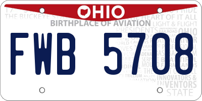 OH license plate FWB5708