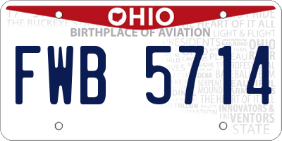 OH license plate FWB5714