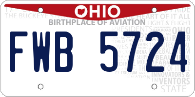 OH license plate FWB5724