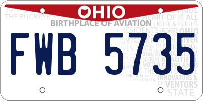 OH license plate FWB5735