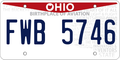 OH license plate FWB5746