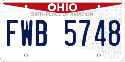 OH license plate FWB5748
