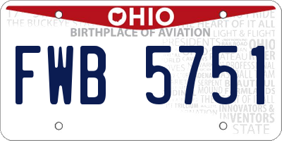 OH license plate FWB5751
