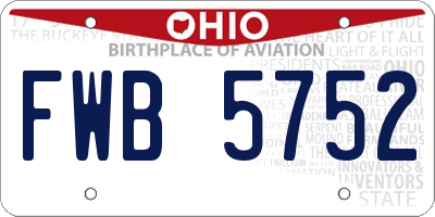 OH license plate FWB5752