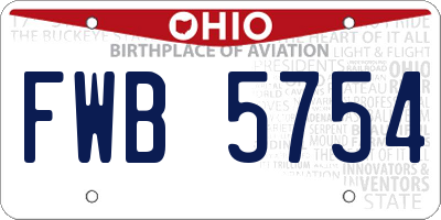 OH license plate FWB5754