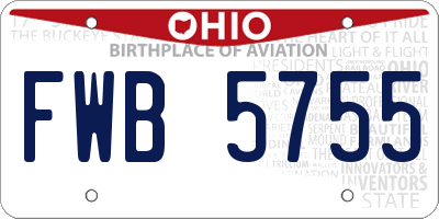 OH license plate FWB5755