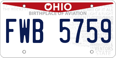 OH license plate FWB5759