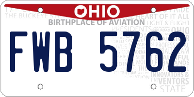 OH license plate FWB5762