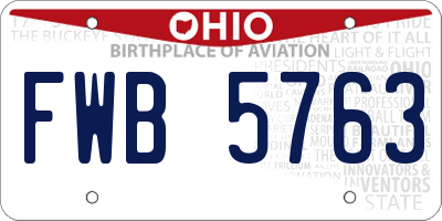 OH license plate FWB5763