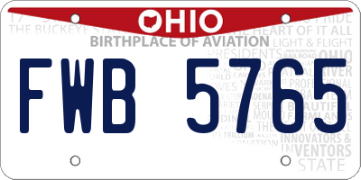 OH license plate FWB5765