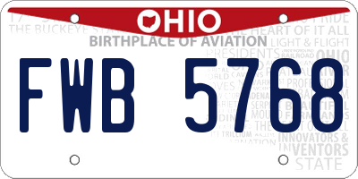 OH license plate FWB5768