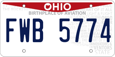 OH license plate FWB5774