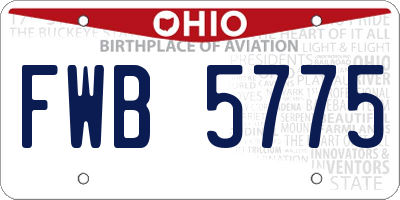 OH license plate FWB5775