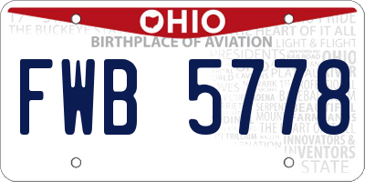 OH license plate FWB5778