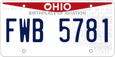 OH license plate FWB5781