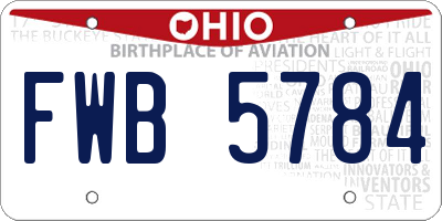 OH license plate FWB5784