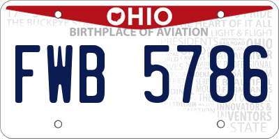 OH license plate FWB5786