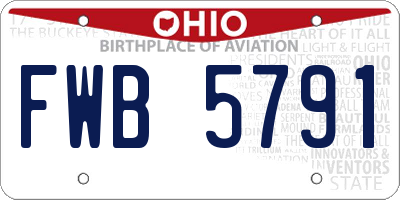 OH license plate FWB5791