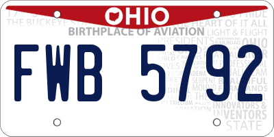 OH license plate FWB5792