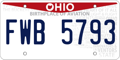 OH license plate FWB5793