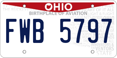 OH license plate FWB5797