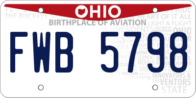 OH license plate FWB5798