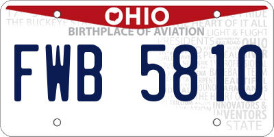 OH license plate FWB5810