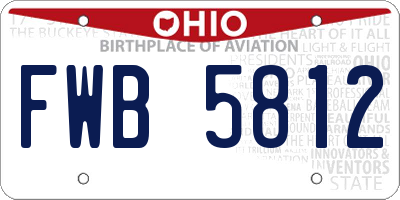 OH license plate FWB5812