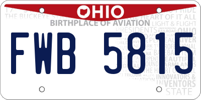 OH license plate FWB5815