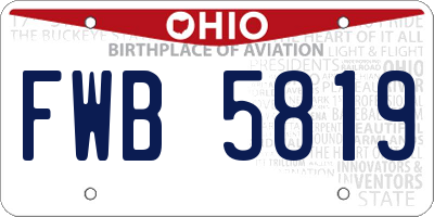 OH license plate FWB5819