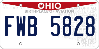 OH license plate FWB5828