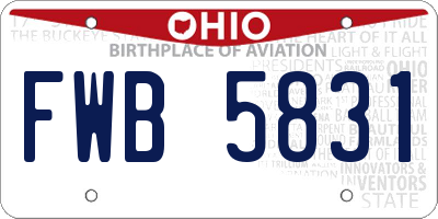 OH license plate FWB5831