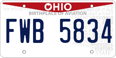 OH license plate FWB5834