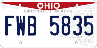 OH license plate FWB5835
