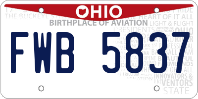 OH license plate FWB5837