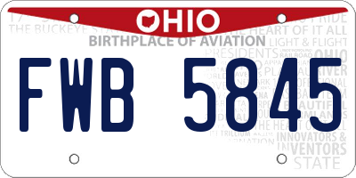 OH license plate FWB5845