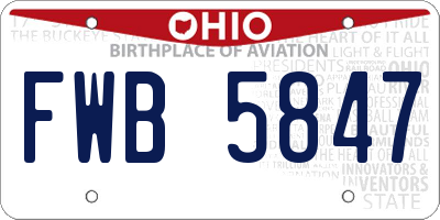 OH license plate FWB5847