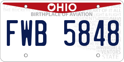 OH license plate FWB5848