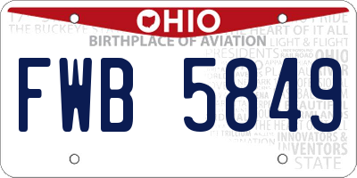 OH license plate FWB5849
