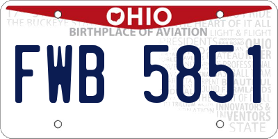 OH license plate FWB5851